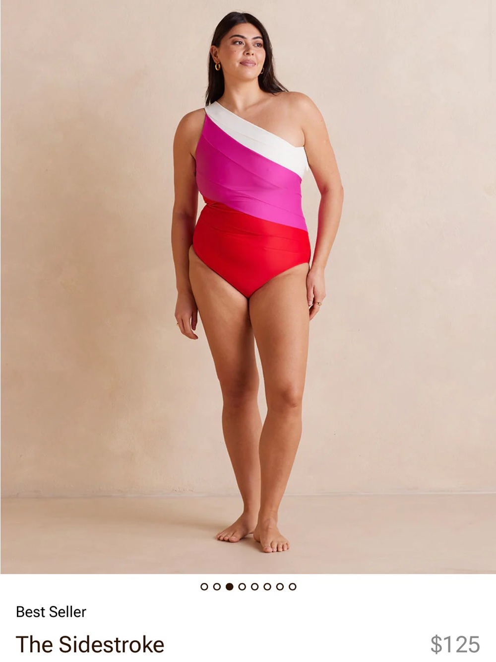 summersalt One-Shoulder Colorblock Swimsuit - White, Pink, Red